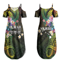 Hawaii Strong Family Matching Summer Maxi Dress and Hawaiian Shirt Polynesian Tribal Tropical Flowers