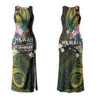Hawaii Strong Family Matching Tank Maxi Dress and Hawaiian Shirt Polynesian Tribal Tropical Flowers