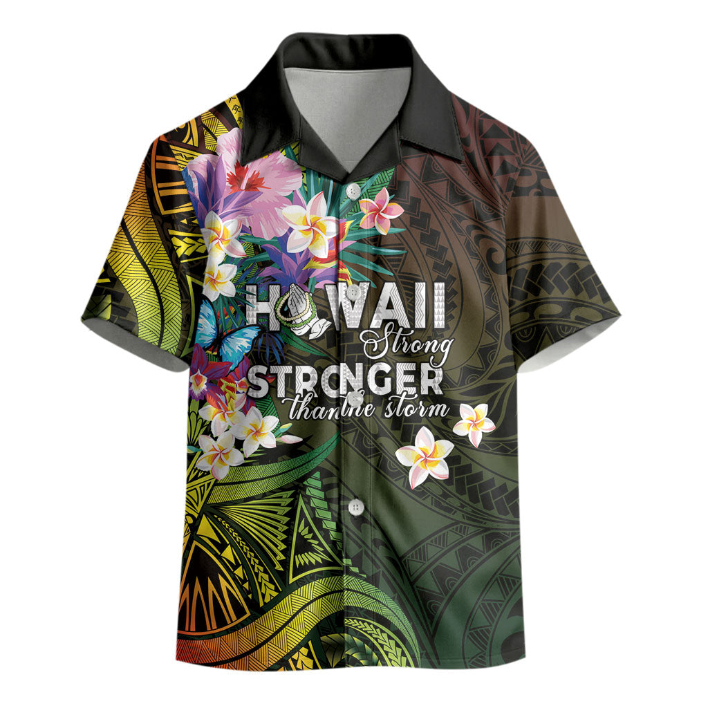 Hawaii Strong Kid Hawaiian Shirt Polynesian Tribal Tropical Flowers