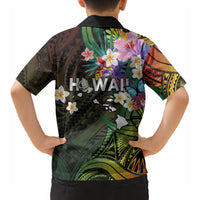 Hawaii Strong Kid Hawaiian Shirt Polynesian Tribal Tropical Flowers