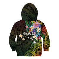Hawaii Strong Kid Hoodie Polynesian Tribal Tropical Flowers