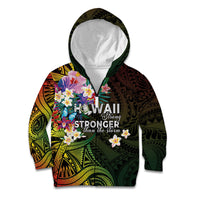 Hawaii Strong Kid Hoodie Polynesian Tribal Tropical Flowers