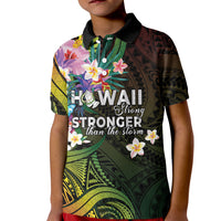Hawaii Strong Kid Polo Shirt Polynesian Tribal Tropical Flowers