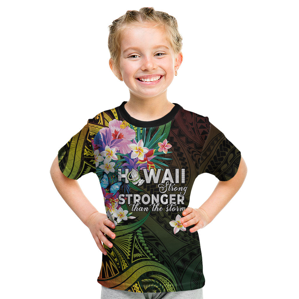 Hawaii Strong Kid T Shirt Polynesian Tribal Tropical Flowers