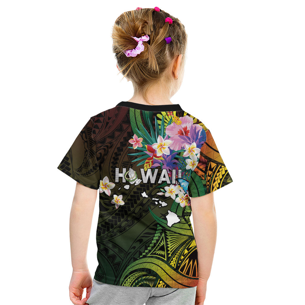 Hawaii Strong Kid T Shirt Polynesian Tribal Tropical Flowers