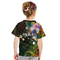 Hawaii Strong Kid T Shirt Polynesian Tribal Tropical Flowers