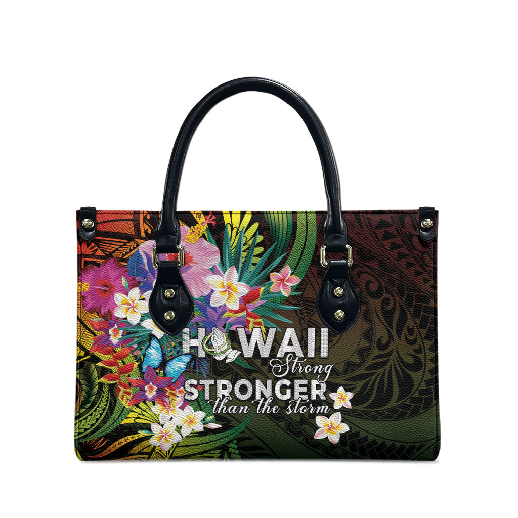 Hawaii Strong Leather Bag Polynesian Tribal Tropical Flowers