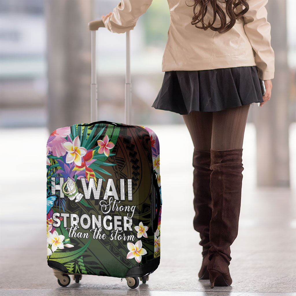 Hawaii Strong Luggage Cover Polynesian Tribal Tropical Flowers