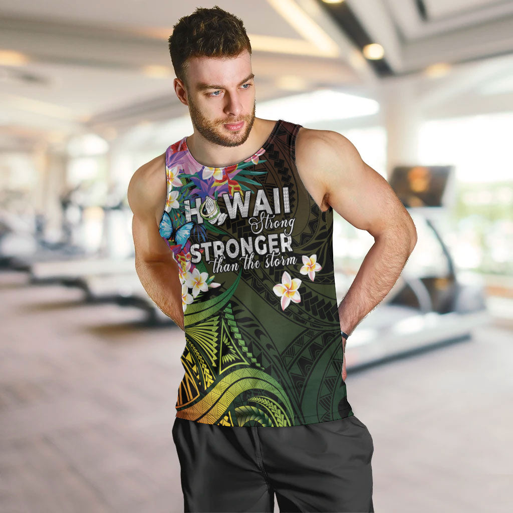 Hawaii Strong Men Tank Top Polynesian Tribal Tropical Flowers