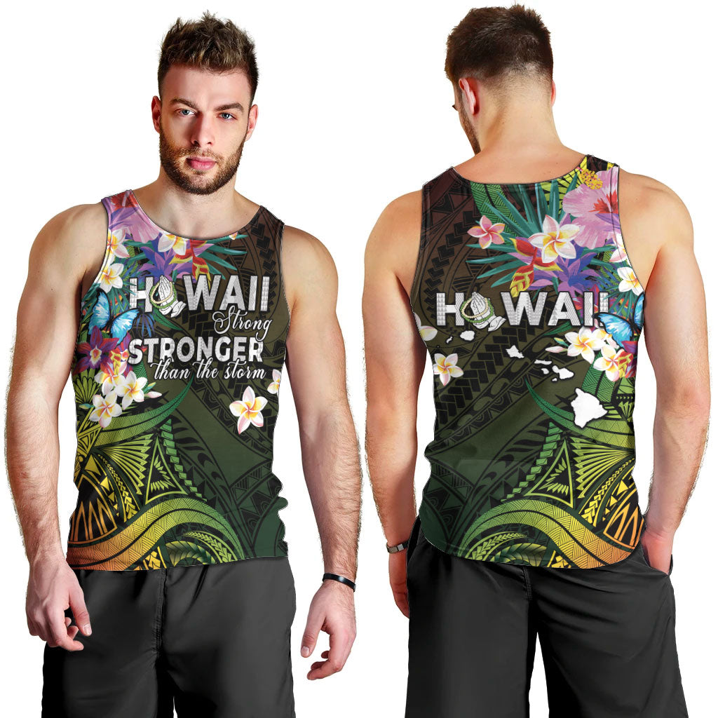 Hawaii Strong Men Tank Top Polynesian Tribal Tropical Flowers