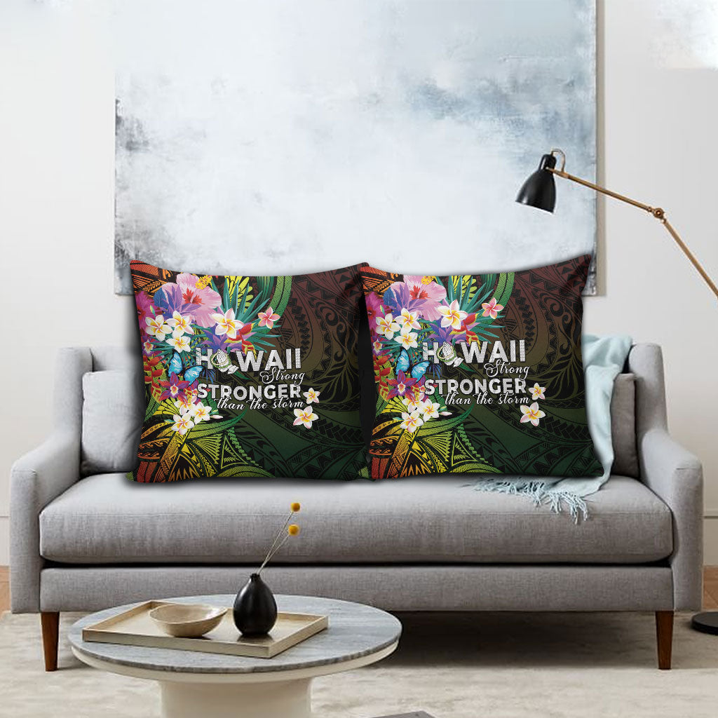 Hawaii Strong Pillow Cover Polynesian Tribal Tropical Flowers