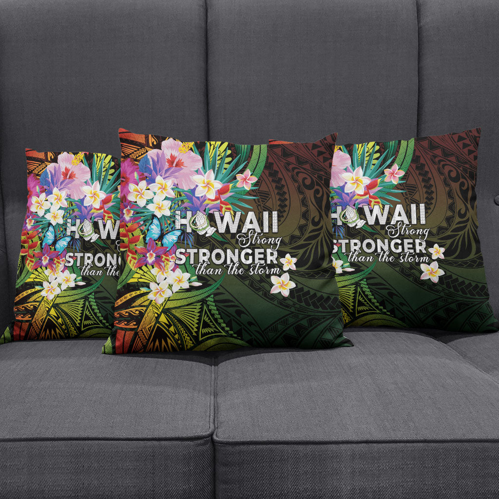 Hawaii Strong Pillow Cover Polynesian Tribal Tropical Flowers