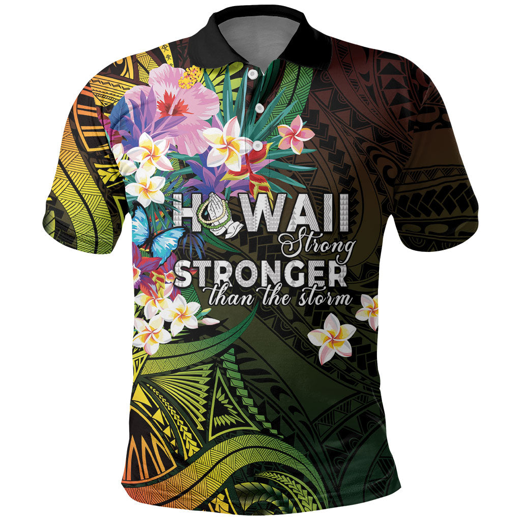 Hawaii Strong Polo Shirt Polynesian Tribal Tropical Flowers