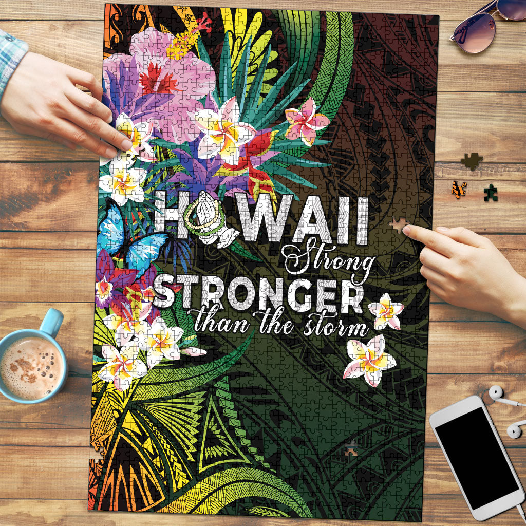 Hawaii Strong Puzzle Polynesian Tribal Tropical Flowers