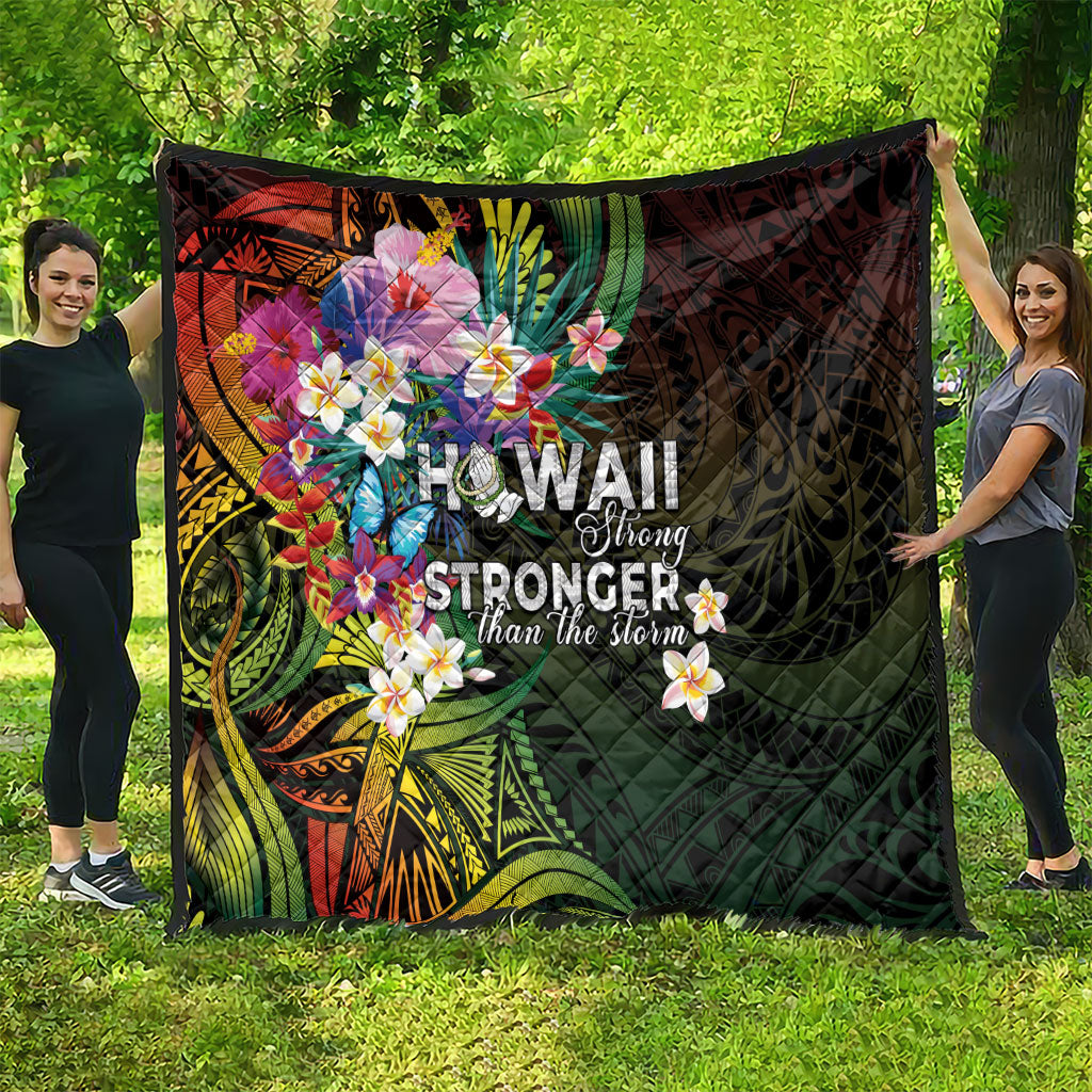 Hawaii Strong Quilt Polynesian Tribal Tropical Flowers