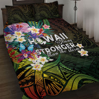 Hawaii Strong Quilt Bed Set Polynesian Tribal Tropical Flowers