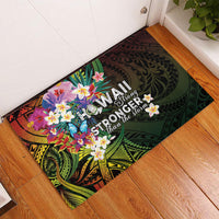Hawaii Strong Rubber Doormat Polynesian Tribal Tropical Flowers