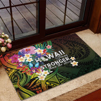 Hawaii Strong Rubber Doormat Polynesian Tribal Tropical Flowers