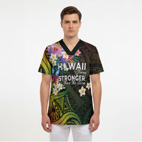 Hawaii Strong Scrub Top Polynesian Tribal Tropical Flowers