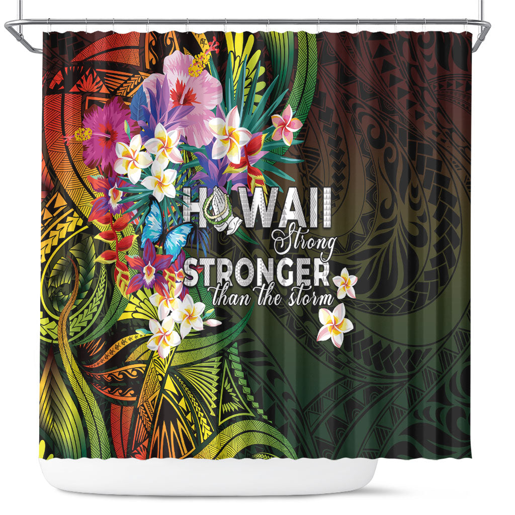 Hawaii Strong Shower Curtain Polynesian Tribal Tropical Flowers