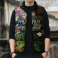 Hawaii Strong Sleeveless Puffer Jacket Polynesian Tribal Tropical Flowers