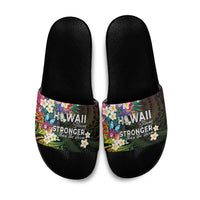 Hawaii Strong Slide Sandals Polynesian Tribal Tropical Flowers