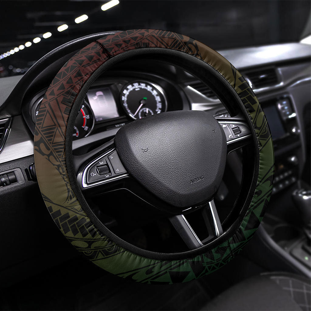 Hawaii Strong Steering Wheel Cover Polynesian Tribal Tropical Flowers