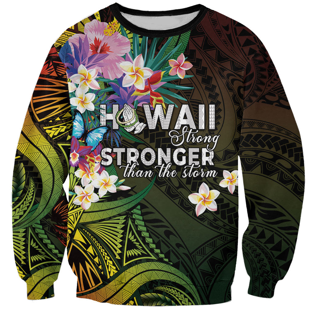 Hawaii Strong Sweatshirt Polynesian Tribal Tropical Flowers