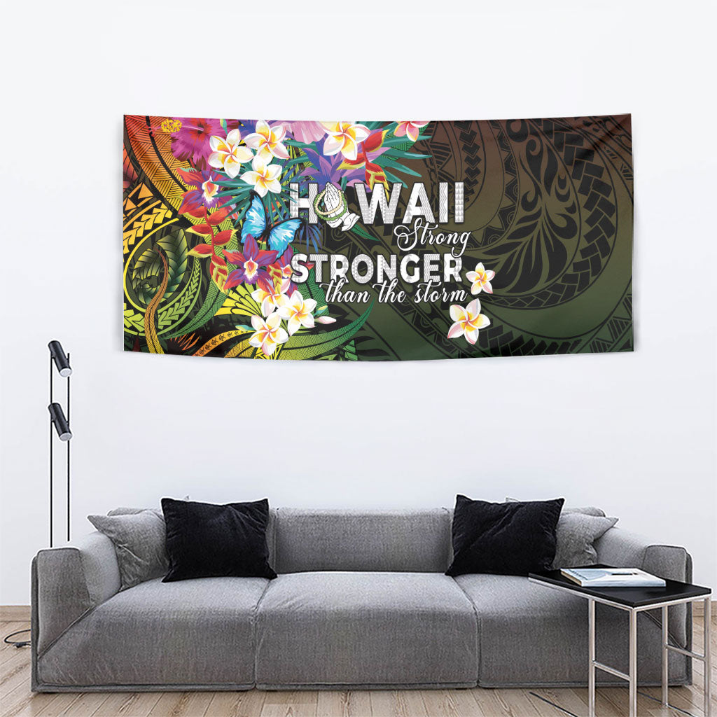 Hawaii Strong Tapestry Polynesian Tribal Tropical Flowers