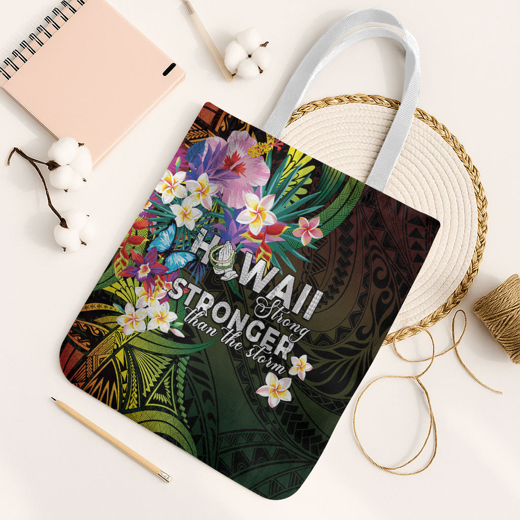 Hawaii Strong Tote Bag Polynesian Tribal Tropical Flowers