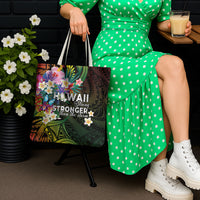 Hawaii Strong Tote Bag Polynesian Tribal Tropical Flowers