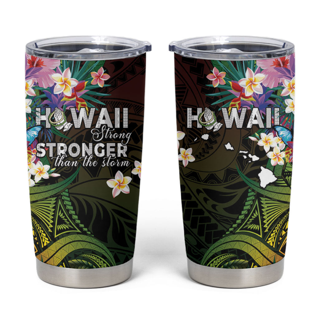 Hawaii Strong Tumbler Cup Polynesian Tribal Tropical Flowers