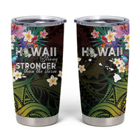 Hawaii Strong Tumbler Cup Polynesian Tribal Tropical Flowers