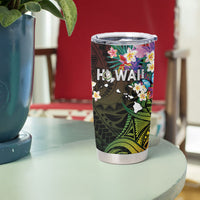 Hawaii Strong Tumbler Cup Polynesian Tribal Tropical Flowers