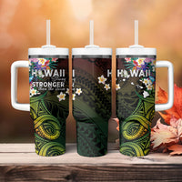 Hawaii Strong Tumbler With Handle Polynesian Tribal Tropical Flowers