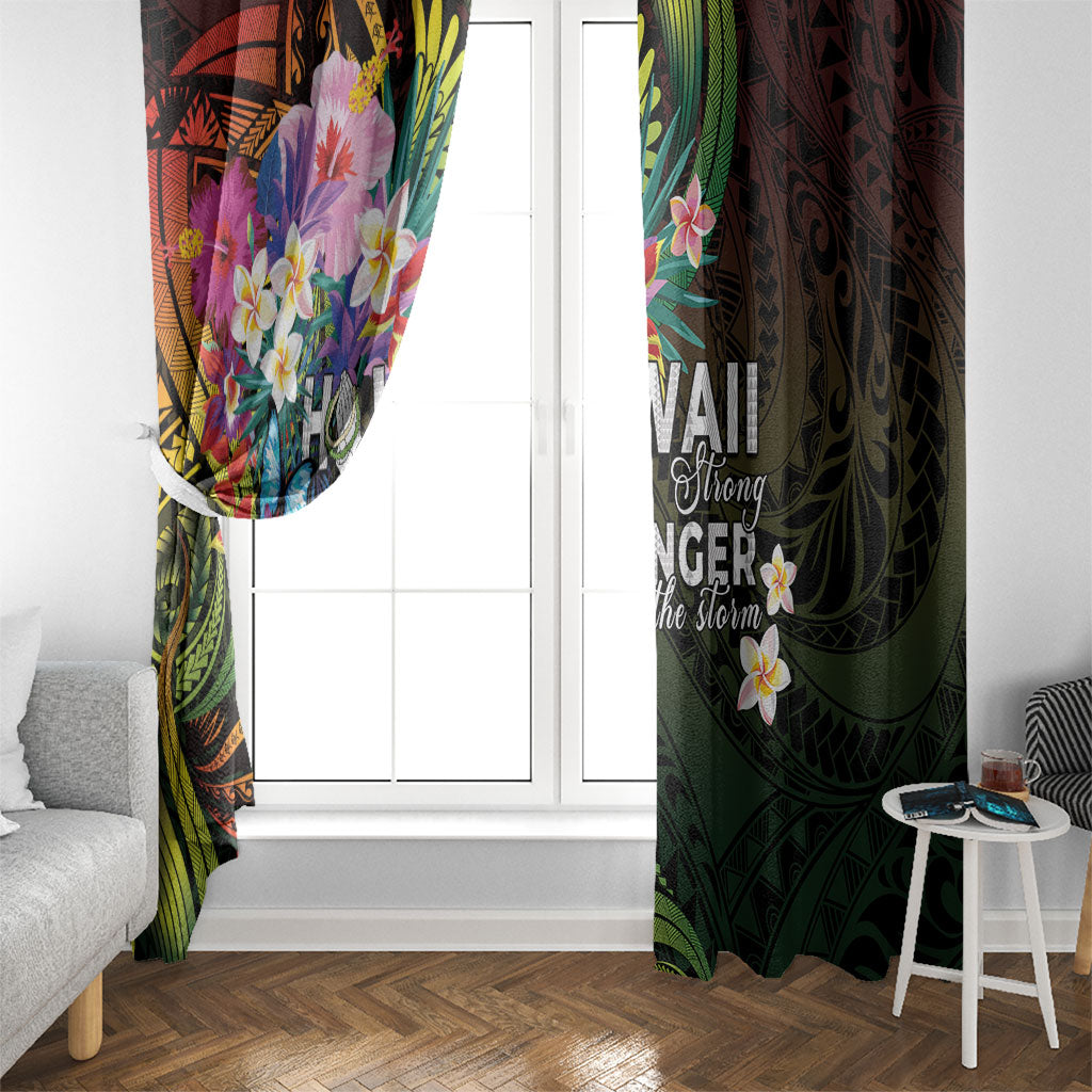 Hawaii Strong Window Curtain Polynesian Tribal Tropical Flowers