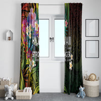Hawaii Strong Window Curtain Polynesian Tribal Tropical Flowers