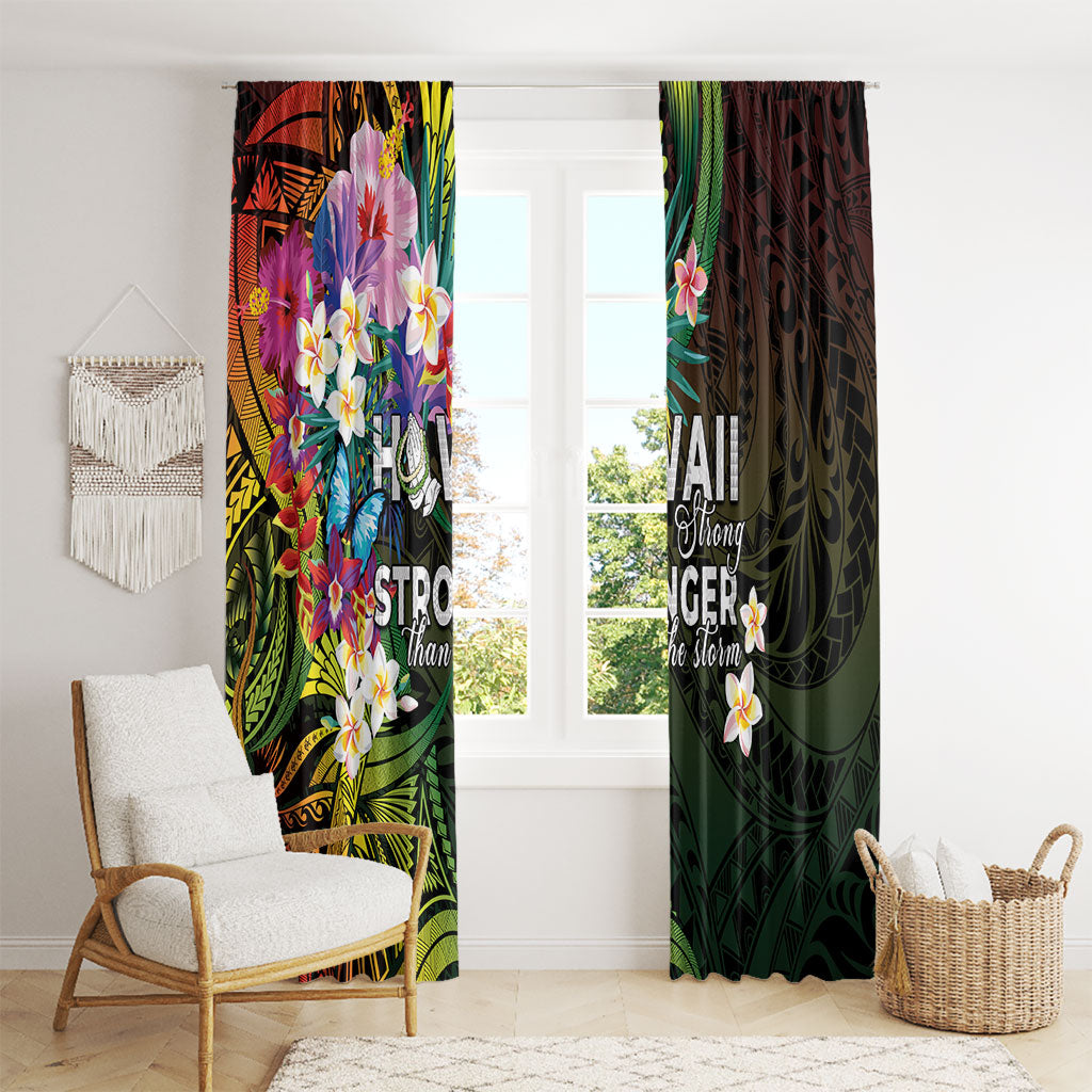 Hawaii Strong Window Curtain Polynesian Tribal Tropical Flowers