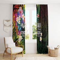 Hawaii Strong Window Curtain Polynesian Tribal Tropical Flowers