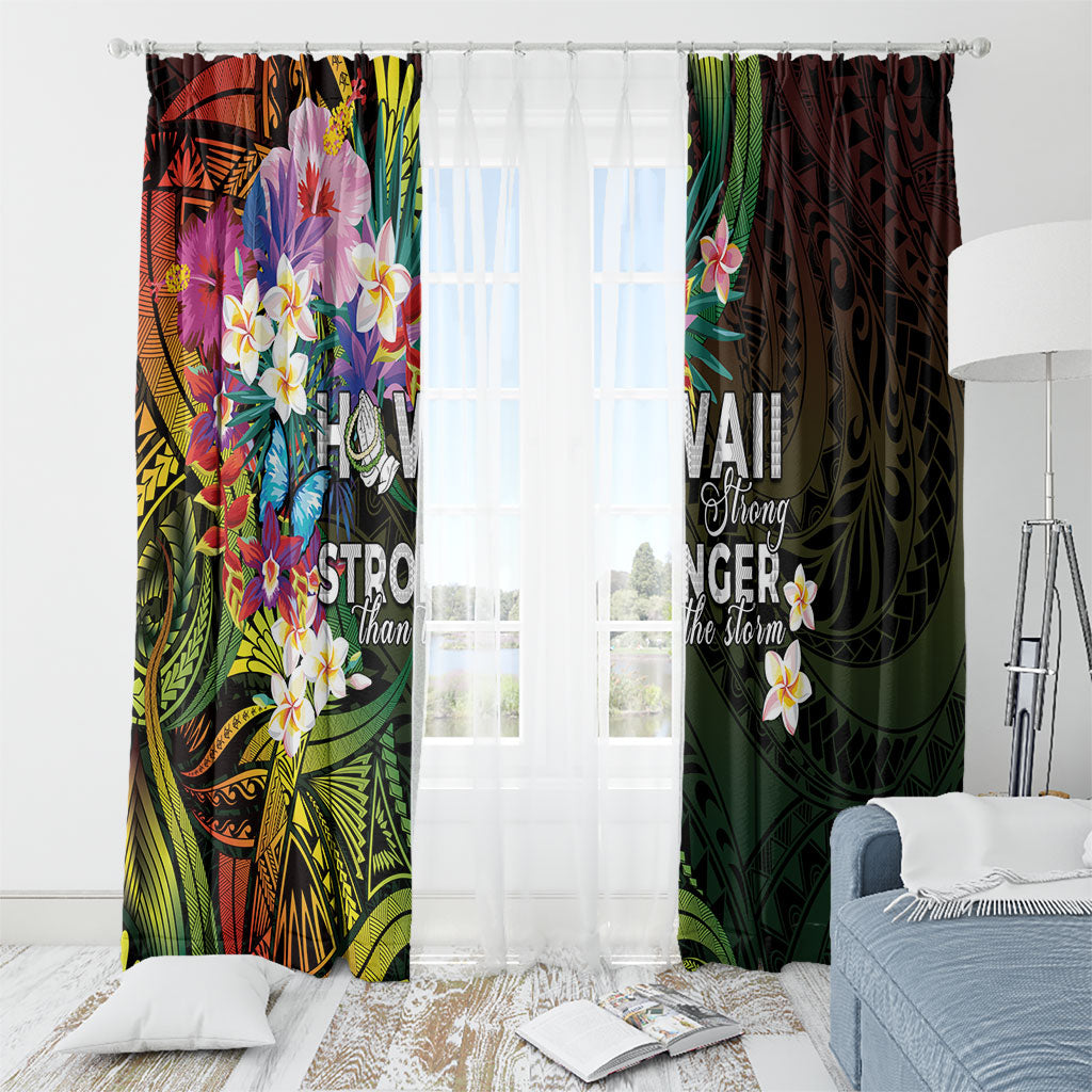 Hawaii Strong Window Curtain Polynesian Tribal Tropical Flowers
