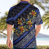 Indonesian Batik Motifs Pattern Floral Art Dark Blue Hawaiian Shirt
