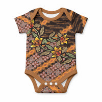 Indonesian Batik Motifs Pattern Floral Art Orange Baby Onesie