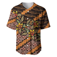 Indonesian Batik Motifs Pattern Floral Art Orange Baseball Jersey
