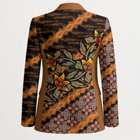 Indonesian Batik Motifs Pattern Floral Art Orange Blazer
