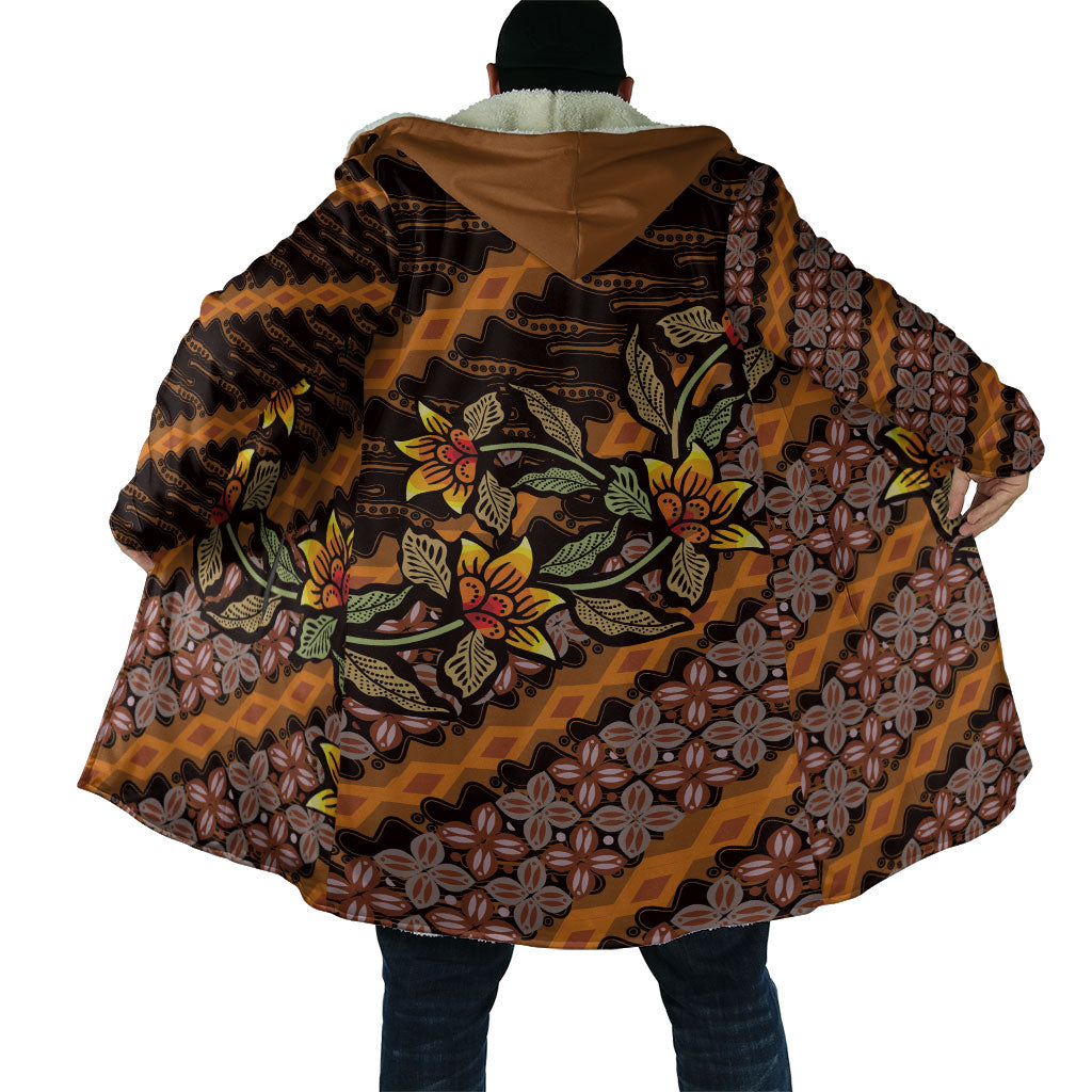 Indonesian Batik Motifs Pattern Floral Art Orange Cloak