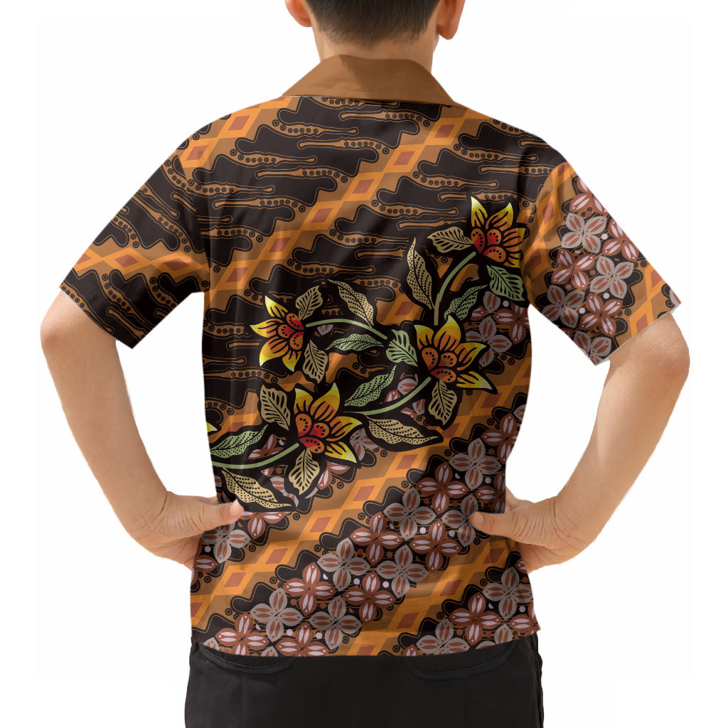 Indonesian Batik Motifs Pattern Floral Art Orange Hawaiian Shirt
