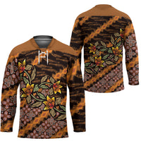Indonesian Batik Motifs Pattern Floral Art Orange Hockey Jersey