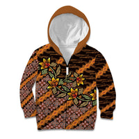 Indonesian Batik Motifs Pattern Floral Art Orange Kid Hoodie