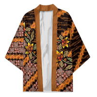 Indonesian Batik Motifs Pattern Floral Art Orange Kimono