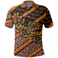 Indonesian Batik Motifs Pattern Floral Art Orange Polo Shirt